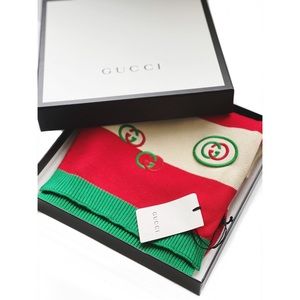 GUCCI GG Emblem Embroidered Scarf NWT